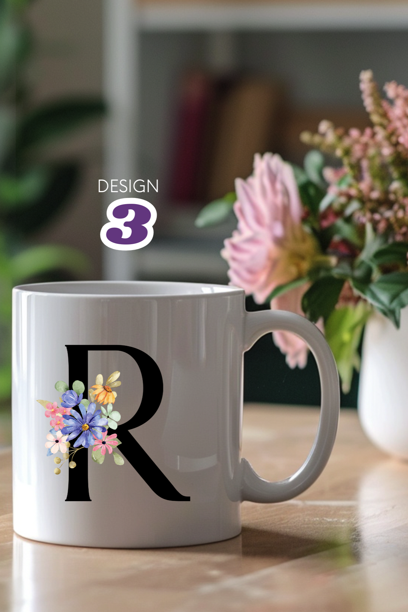 Keramiktasse mit Monogramm, personalisierter Becher mit Wunschnamen oder Monogramm