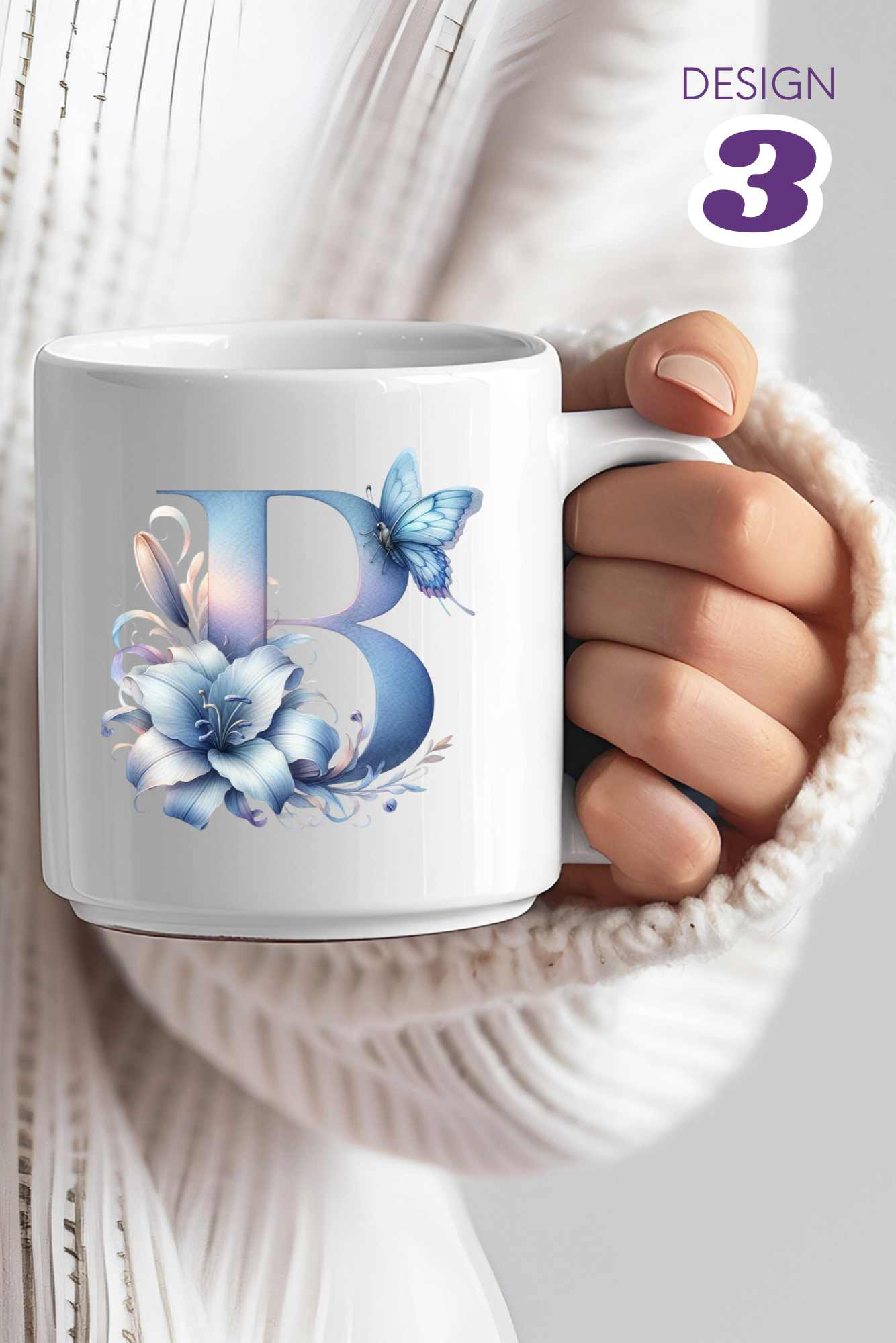 Keramiktasse mit Monogramm, personalisierter Becher mit Wunschnamen oder Monogramm