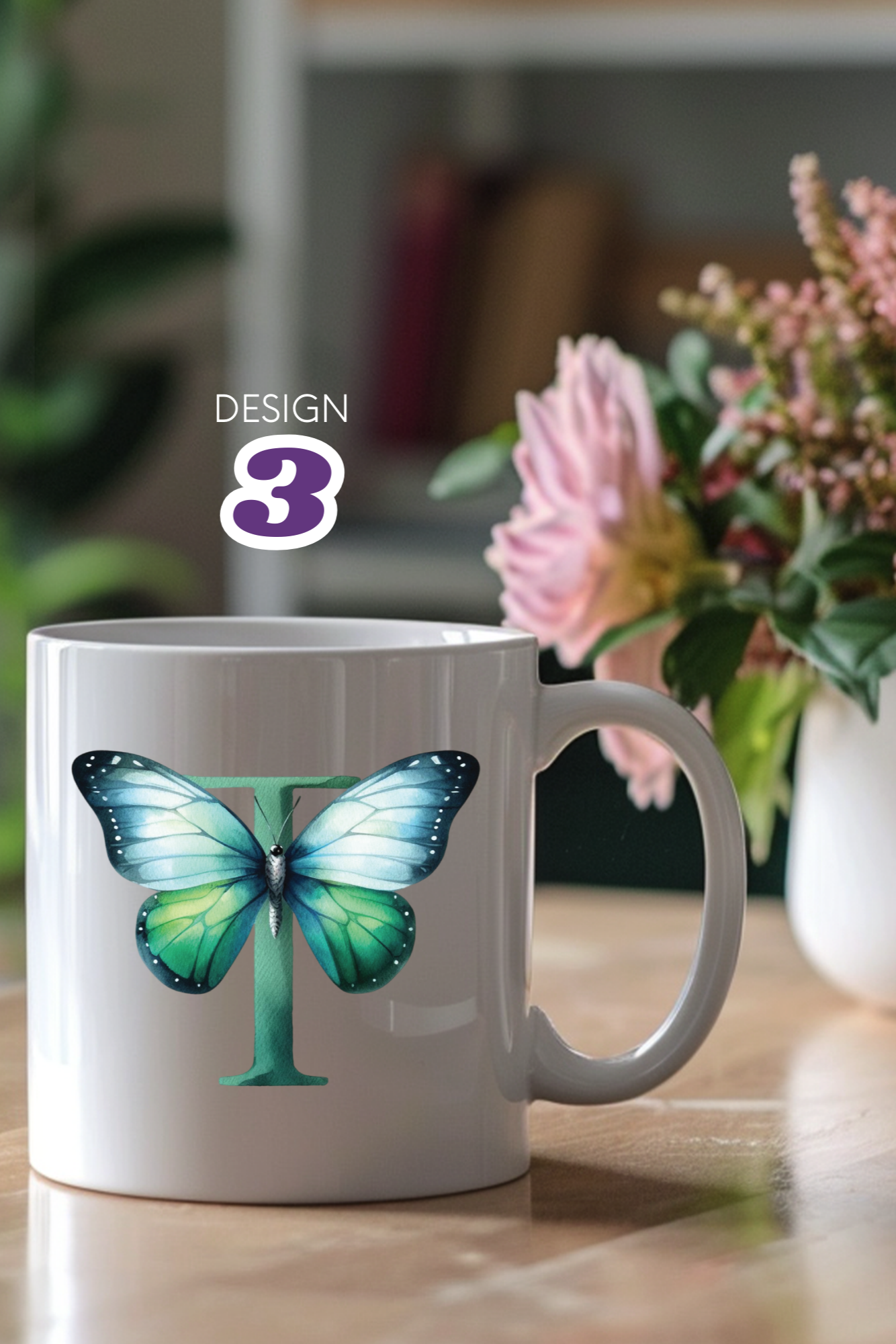 Keramiktasse mit Monogramm, personalisierter Becher mit Wunschnamen oder Monogramm