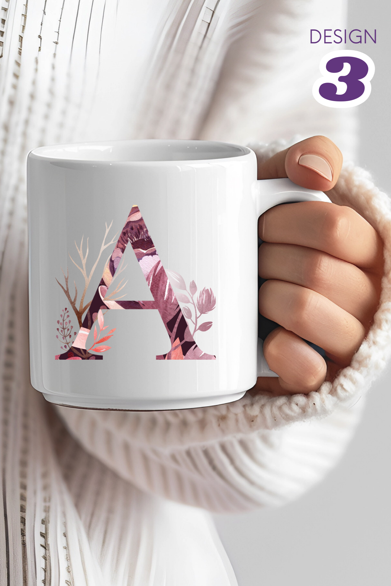 Keramiktasse mit Monogramm, personalisierter Becher mit Wunschnamen oder Monogramm