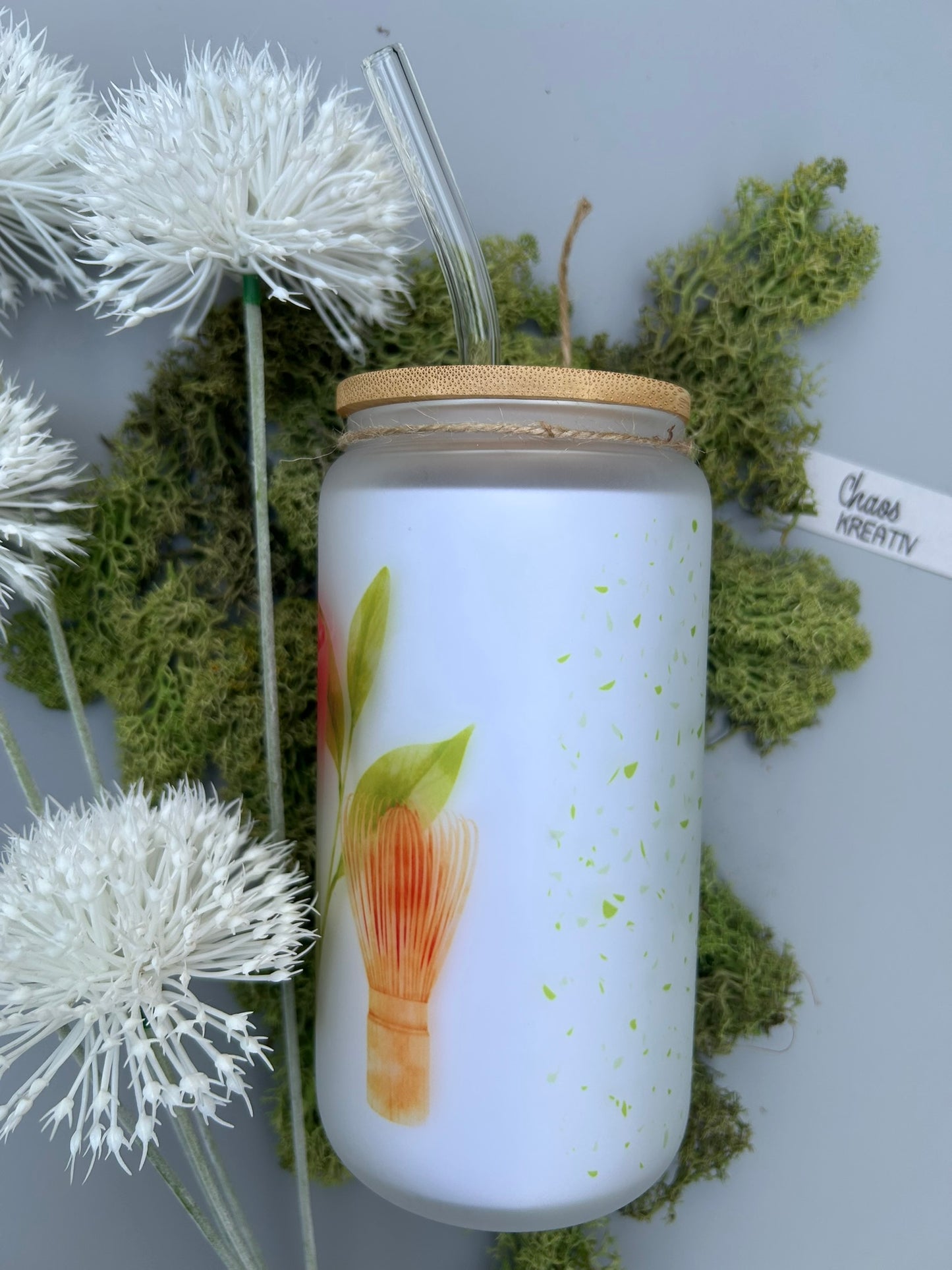 Trinkglas mit Deckel & Strohhalm I Matcha 2
