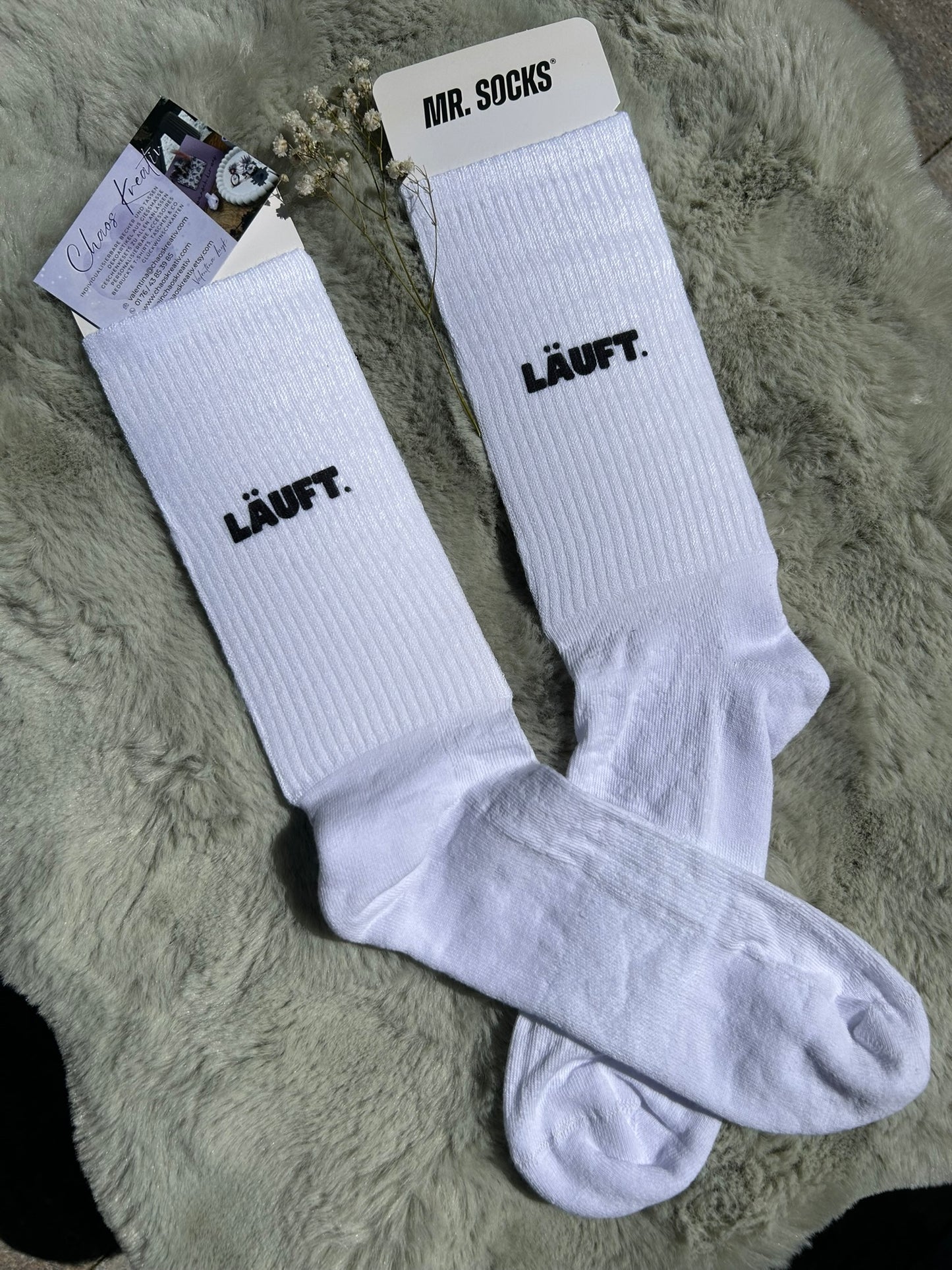 Tennis-Socken, weiß "LÄUFT"