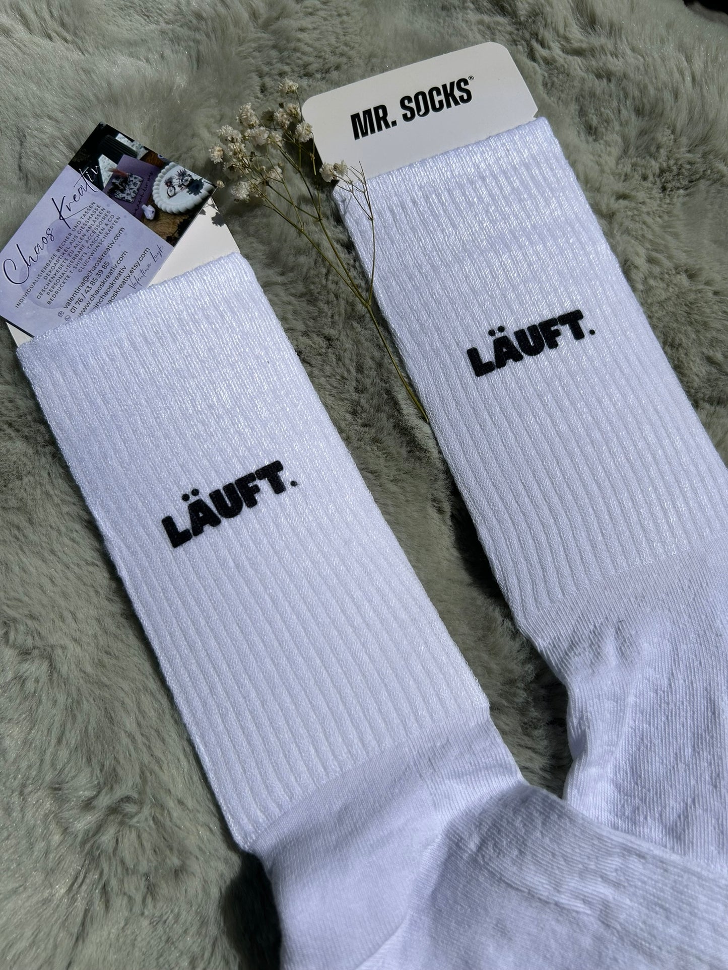 Tennis-Socken, weiß "LÄUFT"