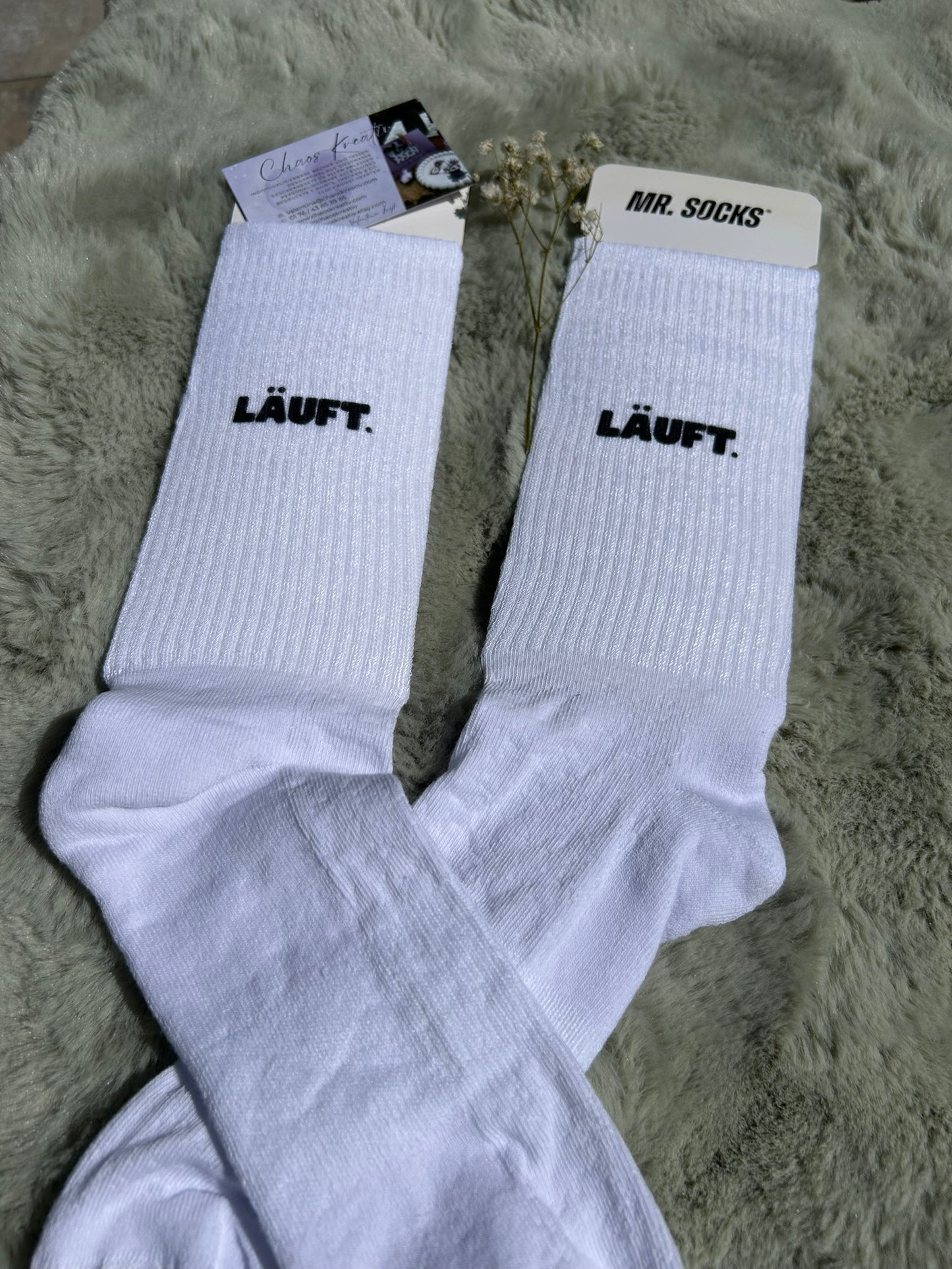 Tennis-Socken, weiß "LÄUFT"