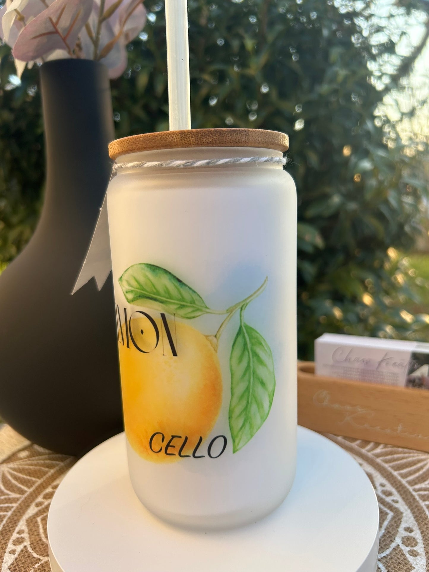 Trinkglas mit Deckel & Strohhalm I Limoncello