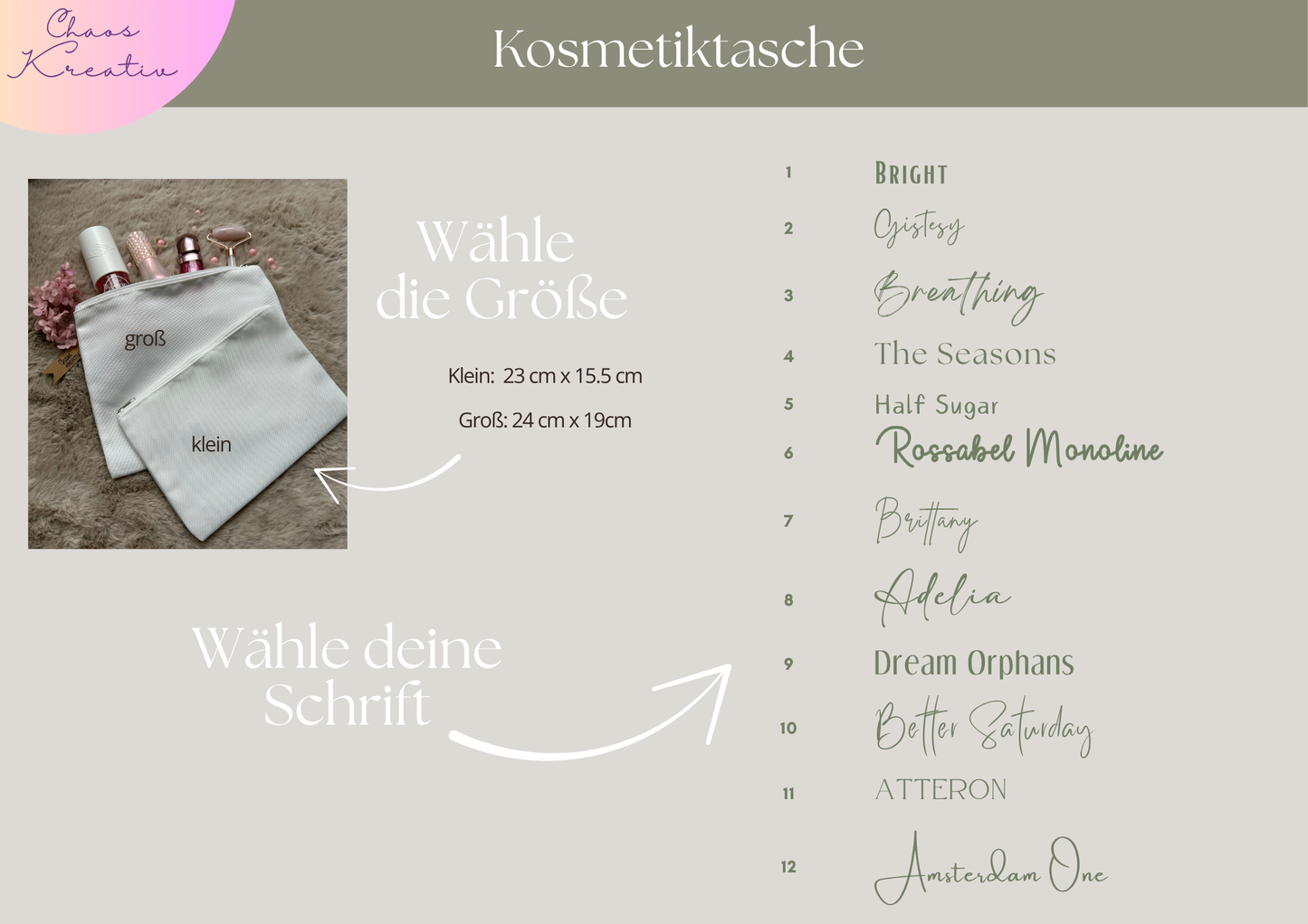 Personalisierte Boho Kosmetiktasche aus hochwertigem Polyester, ideal als Geschenk zum Muttertag, Geburtstag oder Weihnachten. Kleine oder große Make-up-Tasche mit dauerhaft sublimiertem Blumenmotiv, personalisierbar mit Namen oder Wunschtext, perfekt für Kosmetik, Accessoires oder unterwegs. Personalisierte Kosmetik-Tasche, personalisiertes Geschenk Kosmetiktasche, Wunschgeschenk