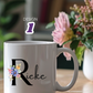 Keramiktasse mit Monogramm, personalisierter Becher mit Wunschnamen oder Monogramm