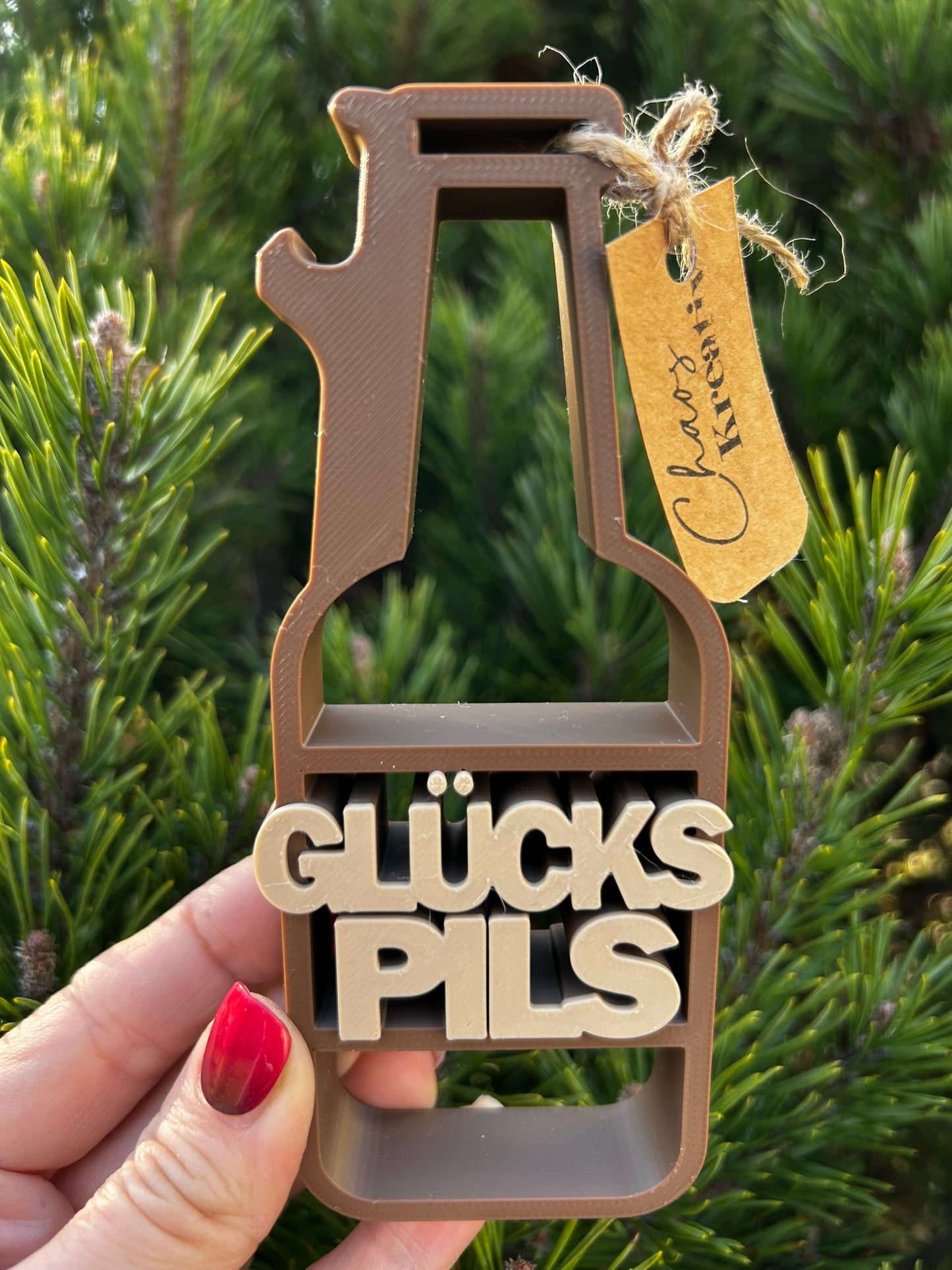 Flaschenöffner 3D I "Glückspils" I Schriftzug - Statement Spruch I Geschenk für Männer oder zum Vatertag