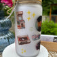 Trinkglas mit Deckel & Strohhalm, 90er Pop Design