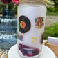 Trinkglas mit Deckel & Strohhalm, 90er Pop Design