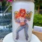 Trinkglas mit Deckel & Strohhalm, 90er Pop Design