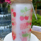 Trinkglas mit Deckel & Strohhalm I Erdbeeren