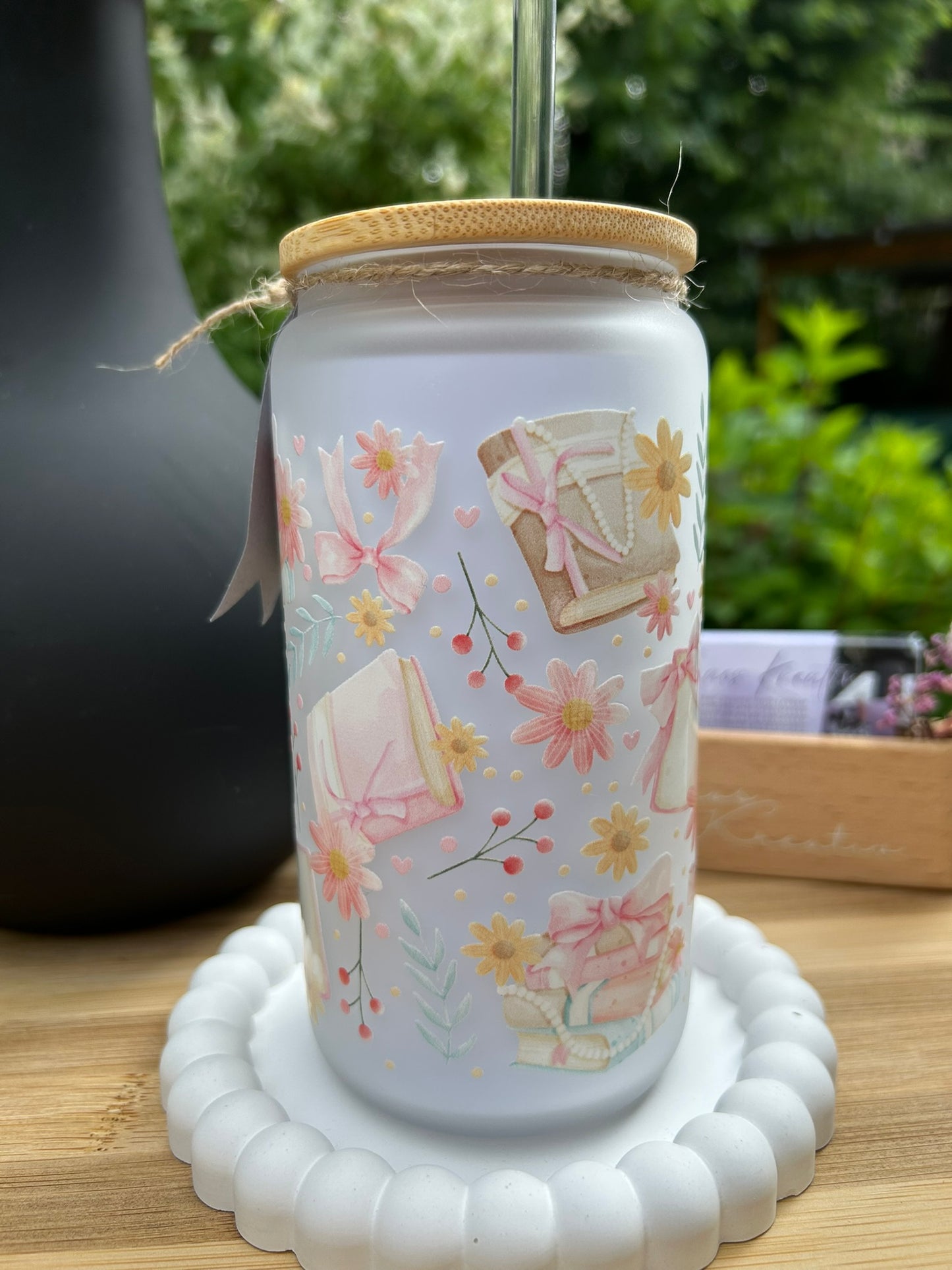 Trink Glas mit Deckel & Strohhalm I Booklover