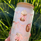 Glas mit Deckel und Strohhalm, Iced Latte Schleifen Design, Cute Aesthetic Girls, Geschenk Girlie, Geschenk Frau, Geschenk Tochter, Geschenk Teenie, Eiskaffee Glas