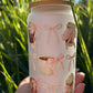 Glas mit Deckel und Strohhalm, Iced Latte Schleifen Design, Cute Aesthetic Girls, Geschenk Girlie, Geschenk Frau, Geschenk Tochter, Geschenk Teenie, Eiskaffee Glas