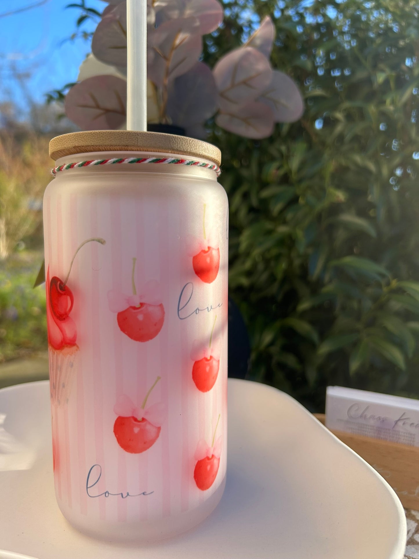 Trinkglas mit Deckel & Strohhalm I Muffin trifft Kirsche