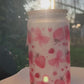 Trinkglas mit Deckel & Strohhalm I Erdbeeren