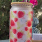 Trinkglas mit Deckel & Strohhalm I Erdbeeren