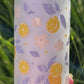 Glas mit Bambusdeckel und Strohhalm, Zitrone Italien Griechenland Blumen Kawaii Design
